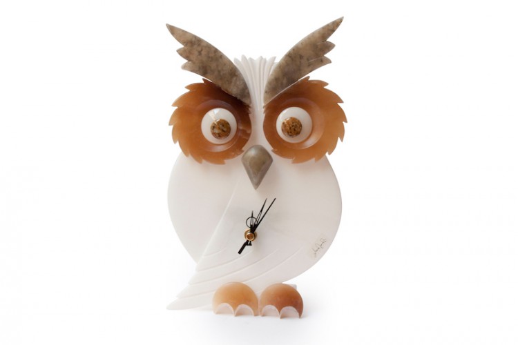 Alabaster owl clock